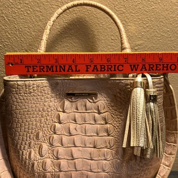 Brahmin Amelia Chiffon roseleaf croc embossed leather bucket bag